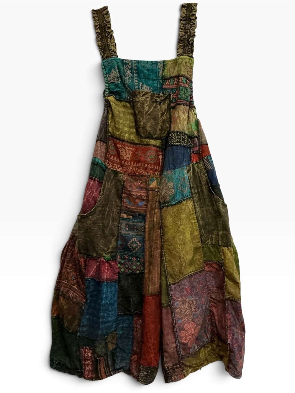 Kathmandu Imports Patchwork Harem Shortalls Overalls Boho NWT S